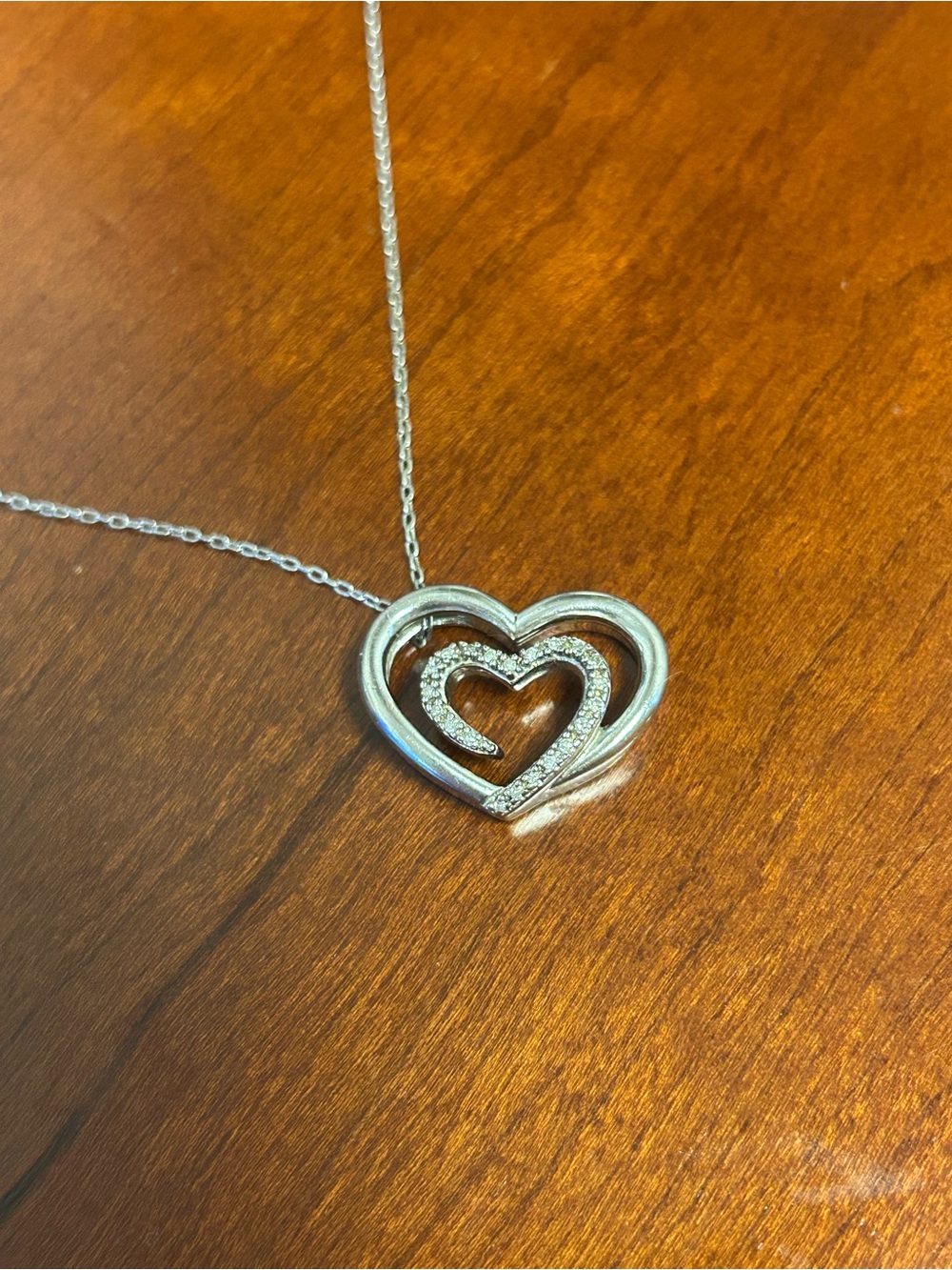 Sterling Silver Diamond Accent Double Heart Necklace